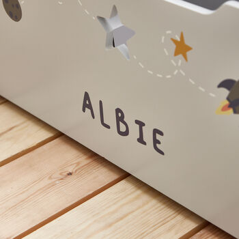 Personalised Large Grey Space Toy Box, 3 of 4