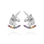 Unicorn Stud Earrings With Rainbow Ear Jackets, thumbnail 3 of 9