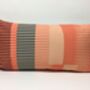 Combed Stripe Cushion, Coral, Peach + Grey, thumbnail 1 of 5