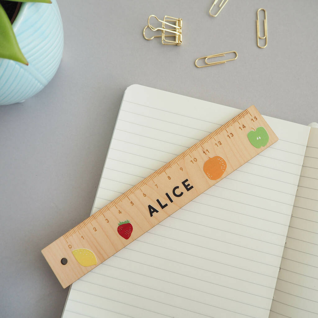Personalised Fruit Name Wooden Ruler By Proper Goose