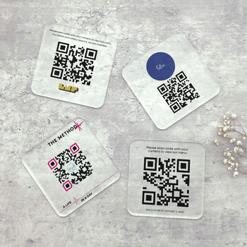 Personalised Logo Branded Qr Code Acrylic Coaster, 2 of 6