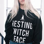 Resting Witch Face Women’s Halloween Slogan Sweatshirt, thumbnail 3 of 4