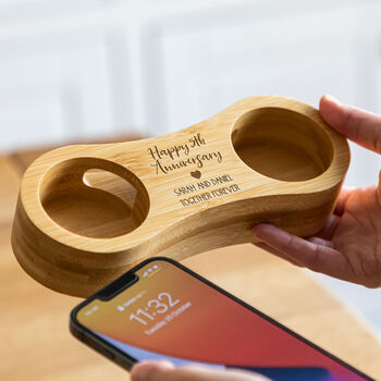 Personalised Phone Amplifier 5th Anniversary Wood Gift, 2 of 6