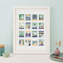 Stamp Art Destination Personalised Print 16 Stamps, thumbnail 4 of 12