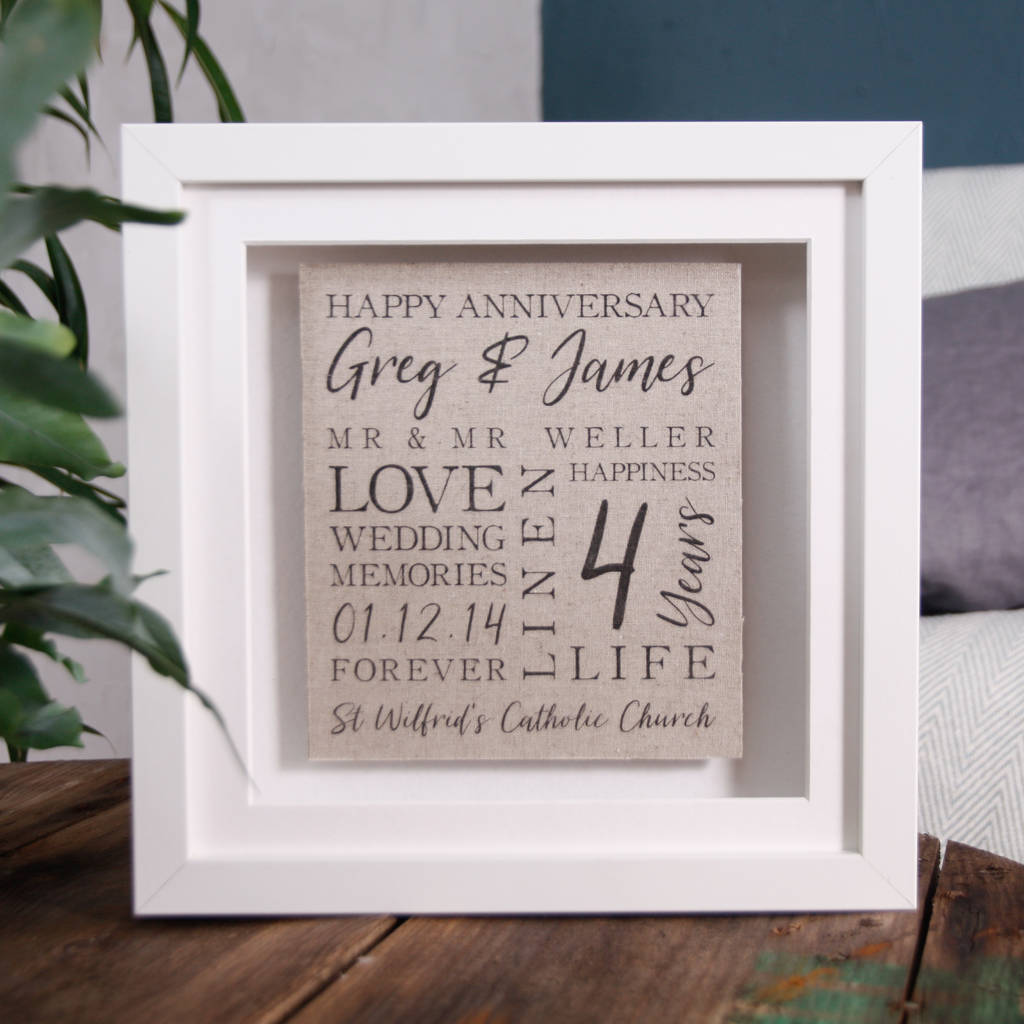 linen 3d wedding anniversary memory print by no ordinary