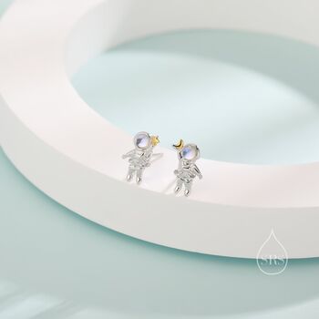 Sterling Silver Astronaut Stud Earrings, 2 of 9