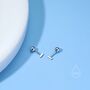 Tiny 4mm Bar Screw Back Earrings In Sterling Silver, thumbnail 1 of 9