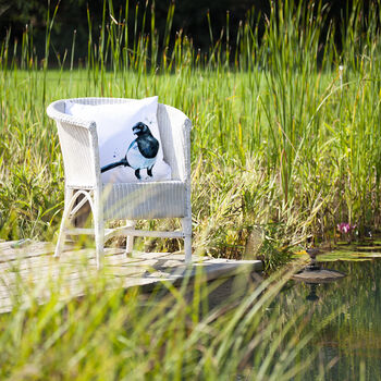 Inky Magpie Water Resistant Outdoor Garden Cushion, 3 of 8