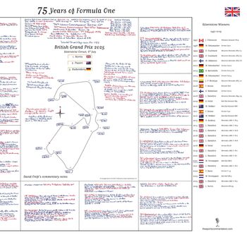 75 Years Of F1 Silverstone Special. David Croft's Commentary Sheets, 5 of 6