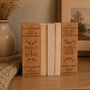 Personalised Solid Oak Wedding Bookends | Custom Engraved, thumbnail 1 of 7