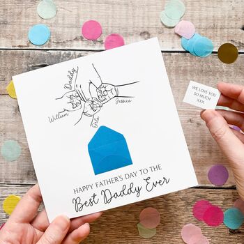 Personalised Best Daddy Father's Day Card, Children's Hands Line Art Design, 3 of 8