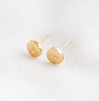 Rosa Hand Stamped Disc Initial Earrings, 3 of 10