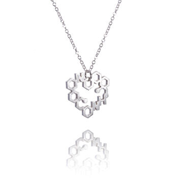 Sterling Silver Love Chemistry Geometric Heart Necklace, 9 of 9