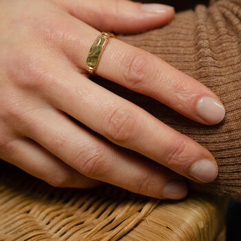 Personalised Textured Rectangle Signet Ring, 6 of 11