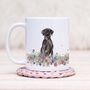 Black Labrador Floral Wrap Mug, thumbnail 1 of 2