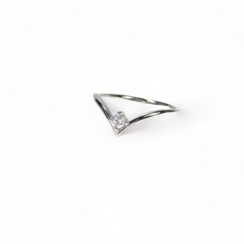 V Ring Single Cz, Rose Or Gold Vermeil 925 Silver, 3 of 10