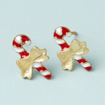 Holly And Peppermint Gold Plated Christmas Earring Set, 3 of 7