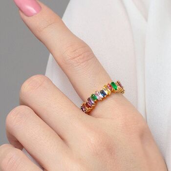 Stacking Ring With Colourful Baguette Stones, 2 of 4