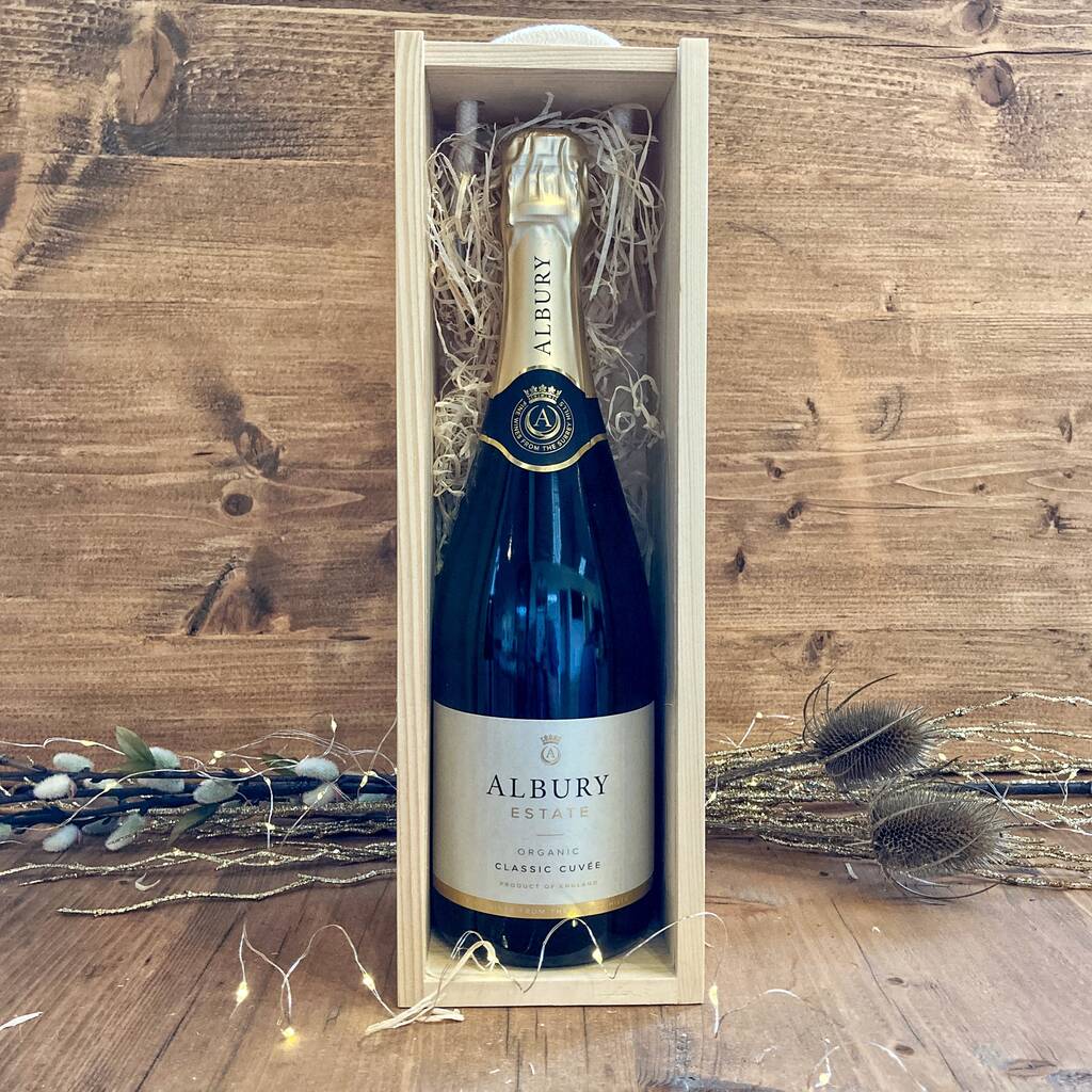 English Sparkling Wine With Wooden Gift Box, 1 of 2