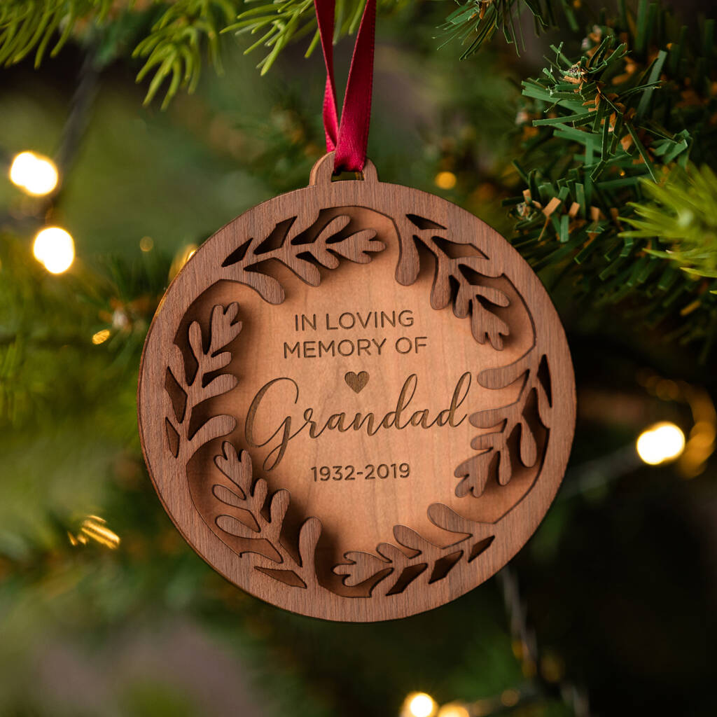 Personalised 'In Loving Memory' Wooden Christmas Bauble By Dust And Things