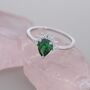 Genuine Pear Cut Emerald Green Cz Crown Ring, thumbnail 5 of 11