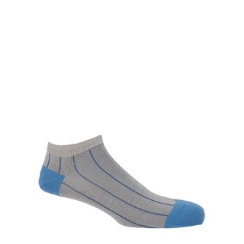 Pin Stripe Grey And Classic Blue Men's Trainer Socks, 5 of 12