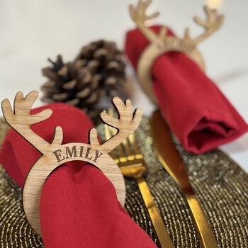 Personalised Reindeer Antler Napkin Rings, 8 of 10