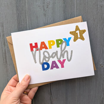 Personalised Glitter Rainbow Birthday Card, 3 of 4