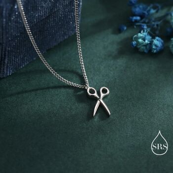 Sterling Silver Very Small Scissors Pendant Necklace, 4 of 12