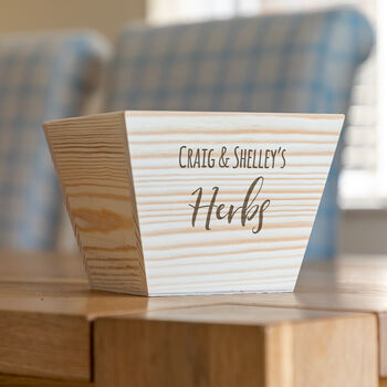 Personalised Herb Garden Wooden Planter, 3 of 3