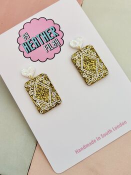 Custard Cream Biscuit Glitter Earrings / Foodie Gift / Cute Statement Jewellery / Tea Lover Accessories, 4 of 5