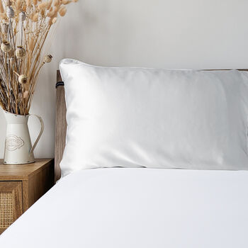 Silk Pillowcase Gift Box White 100% Pure Soft Mulberry Silk Satin Standard Double Luxury Sleep, 2 of 7