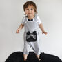 Personalised Stripy Cat Face Unisex Baby Dungarees, thumbnail 1 of 5