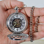 Personalised Pocket Watch Silver And Black Dial, thumbnail 2 of 4