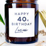 Personalised 40th Birthday Soy Wax Candle Gift Choice Of Fragrance, thumbnail 4 of 10