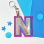 Two Tone Letter Rainbow Keyring Made With Vegan Leather, thumbnail 6 of 9