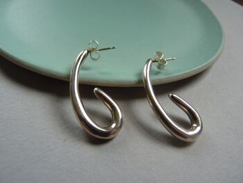 Infinity Sterling Silver Long Curve Drop Earrings, 2 of 4