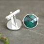 10ct Emerald Cufflink In Sterling Silver, thumbnail 2 of 2