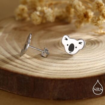 Koala Bear Stud Earrings In Sterling Silver, 3 of 10