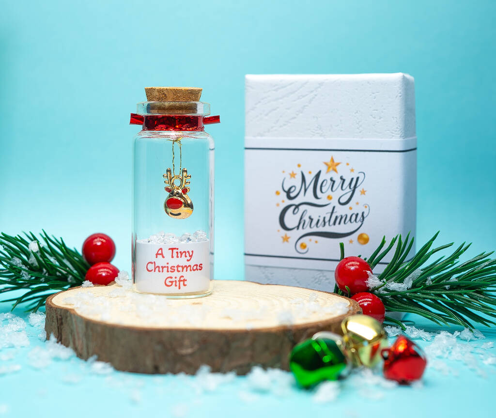 Personalised Christmas Reindeer Tiny Keepsake Bottle Gift, 1 of 4
