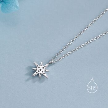 Tiny Starburst Pendant Necklace In Sterling Silver, 5 of 12
