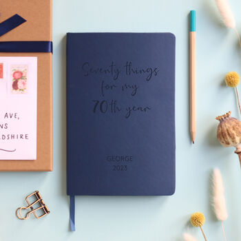 Personalised 70 Things For 70th Year Planner Notebook, 8 of 12