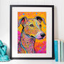 Colourful Whippet Dog Portrait Illustration Print, thumbnail 2 of 3