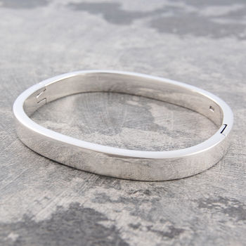 Polished Oval Sterling Silver Solid Bangle, 2 of 4
