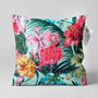 Tropical Pink Flamingo Botanical Cushion Cover, thumbnail 1 of 10