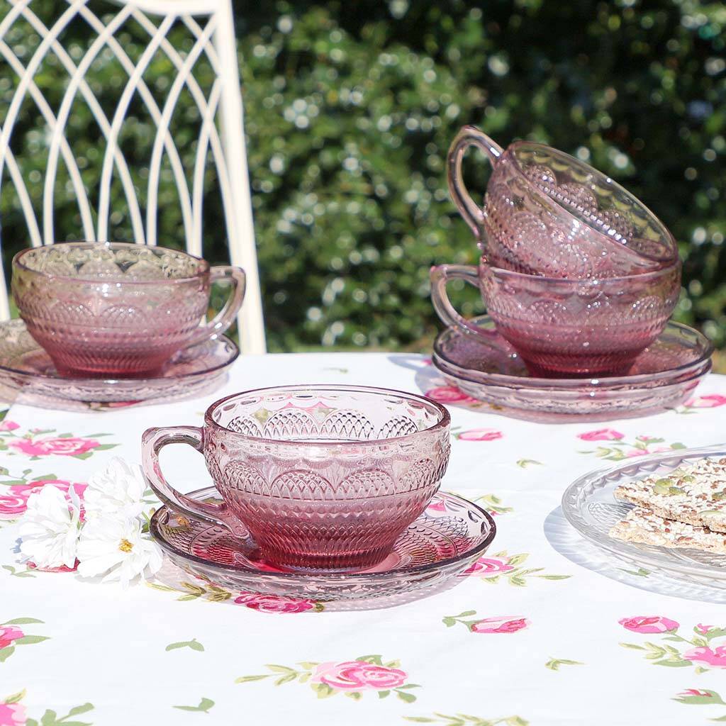 Personalised Amethyst Glass Afternoon Tea Gift Set By