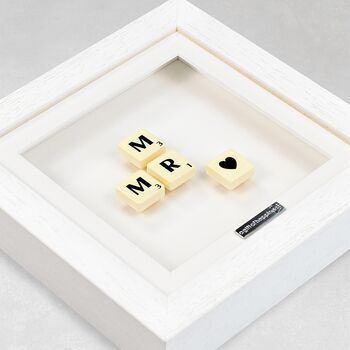Mr And Mr Scrabble Gift Frame Wedding Gift, 4 of 6