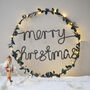 Merry Christmas Holly Fairy Light Wreath, thumbnail 2 of 6