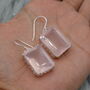 Rose Quartz Silver Earrings, Pink Gemstone Dangle Drop, thumbnail 2 of 7