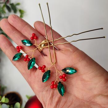 Handmade Festive Hair Pins Set Of Two, 3 of 12